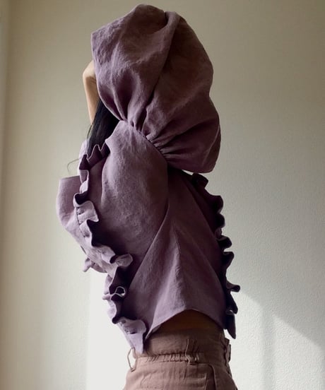 あなただけの一着に育つ服 ◇ イタリアンリネン フリル ボリュームスリーブ ビッグスリーブ ブラウス