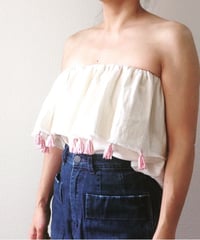 tassel × ecru gauze tops《呼吸する服》 天然素材の服 キナリ ナチュラルトップス