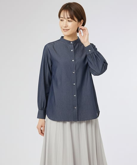 MARUTA　'スーピマデニムバンドカラーシャツ'