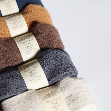 Collegien ◎Pointelle merino wool tights (Chocolat au lait)