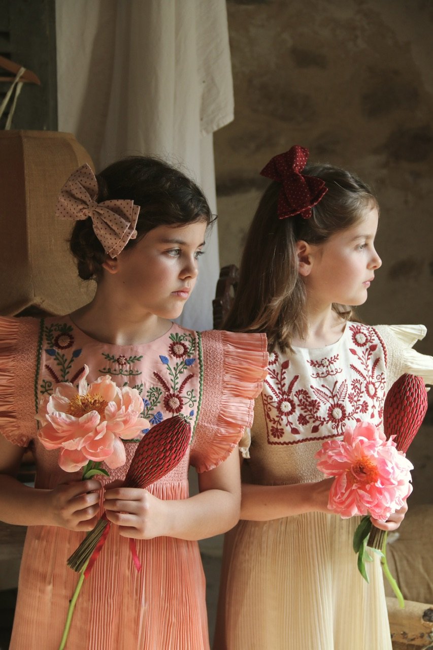 Bonjour Dress pleated ivory taffetas | hanakao