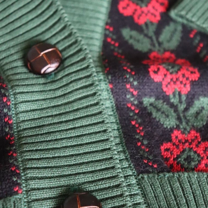 Bonjour Red Flower Cardigan | hanakao