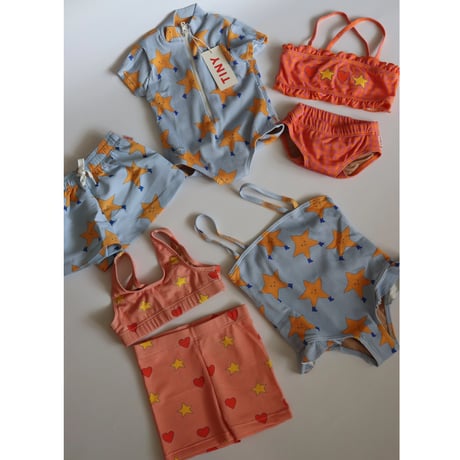 TINYCOTTONS  check swim set  MARIGOLD/DARKPINK