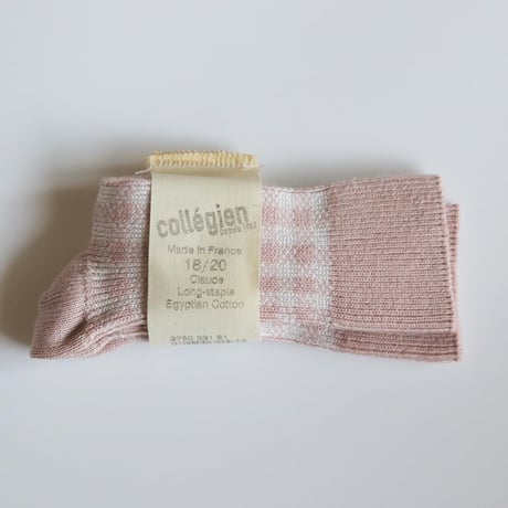 Collegien  Gingham Knee high Socks【Vieux Rose】