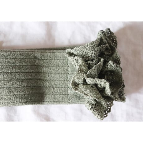 Collegien Lace Trim Knee High Socks 【sauge】