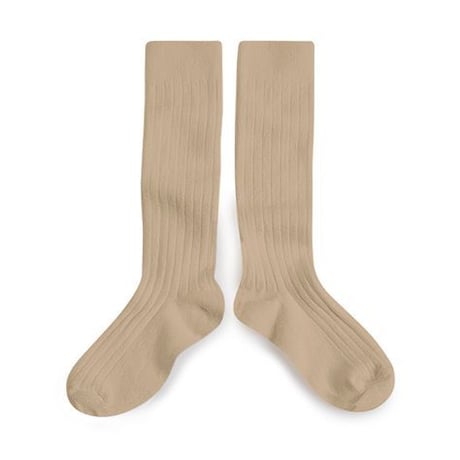 Collegien Plain Ribbed Knee-high Socks (PetiteTaupe)