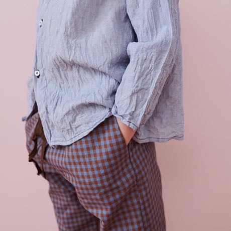 CARAMEL   LEDA TROUSER  brownbluecheck