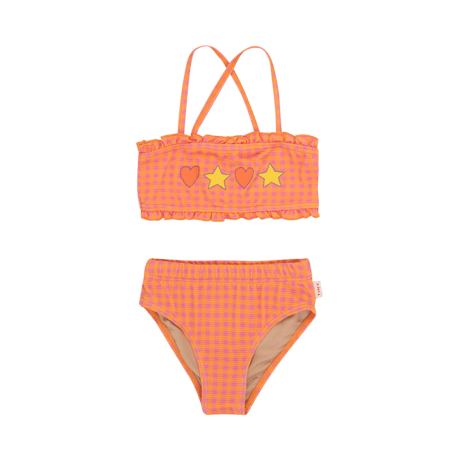 TINYCOTTONS  check swim set  MARIGOLD/DARKPINK