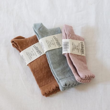 Collegien Pointelle Organic Cotton  Knee-high Socks  【Aigue Marine】