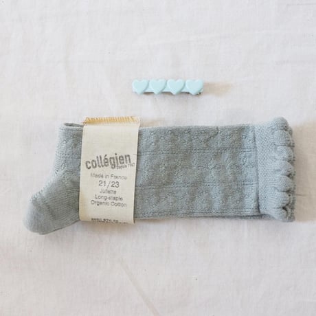 Collegien Pointelle Organic Cotton  Knee-high Socks  【Aigue Marine】