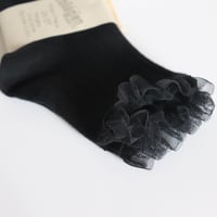 Collegien  Tulle Frill Ribbed Ankle Socks 【Noir de Charbon】