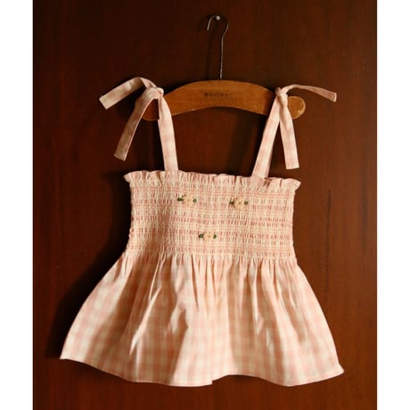 Bonjour  Shorts & top set Pink Vichy with small design eyelete emb