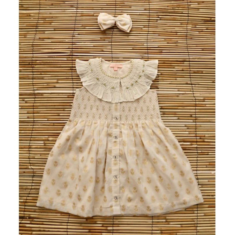 Bonjour Ibiza top+hairclip flowers lurex ecru