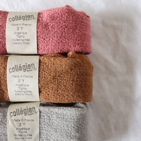 Collegien ◎Pointelle merino wool tights (Rose Litchi)