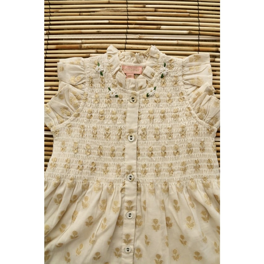 Bonjour Ibiza dress flowers lurex ecru chander