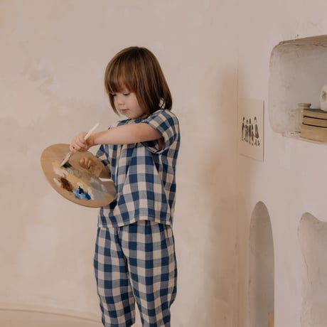 organic zoo   Pottery Blue Gingham Boxy T-shirt