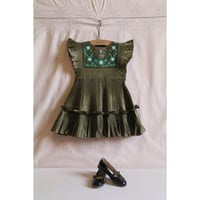 Bonjour  Dress pleated kaki taffetas