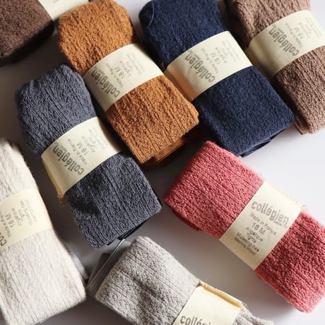 Collegien ◎Pointelle merino wool tights (Chocolat au lait)