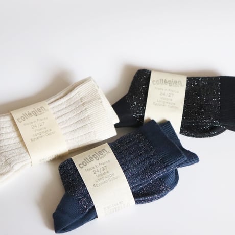 Collegien  Glitter Ribbed Crew Socks 【Doux Agneaux】