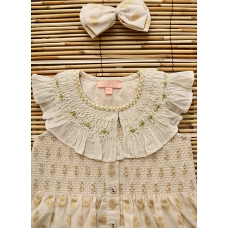 Bonjour   Ibiza top+hairclip flowers lurex ecru chanderi
