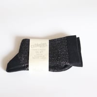 Collegien  Glitter Ribbed Crew Socks 【Noir de Charbon】
