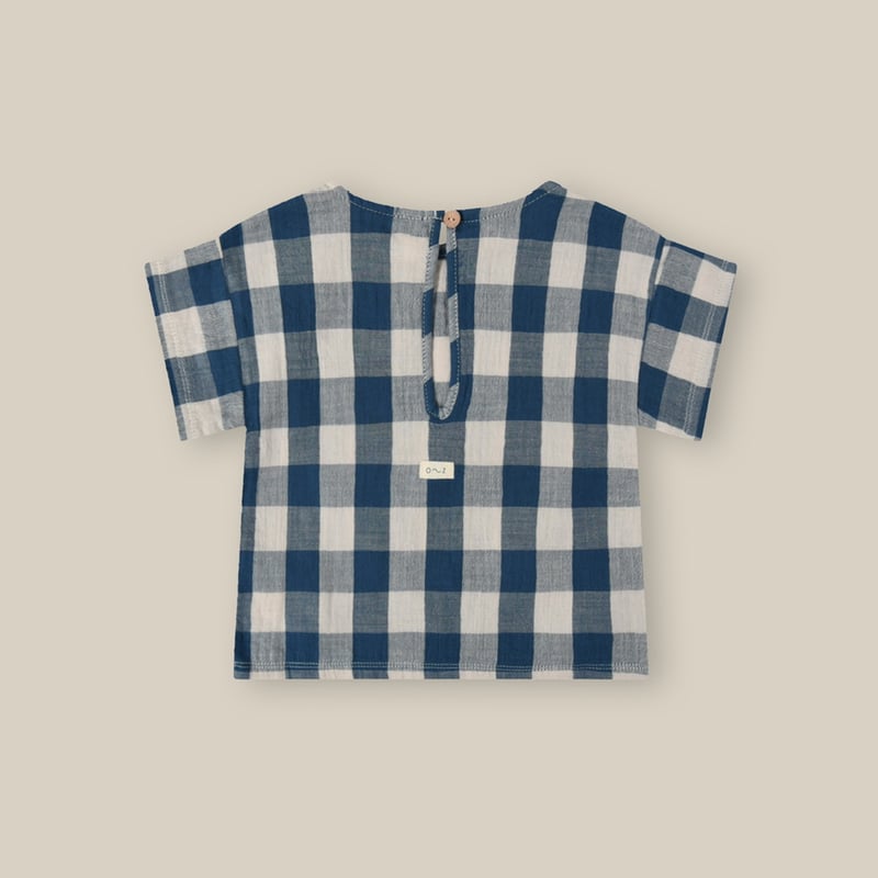 organic zoo Pottery Blue Gingham Boxy T-shirt
