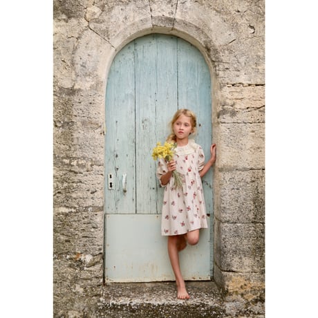 Bonjour  Tunique with hair clip Garden flowers print - Denim