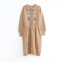 FISH&KIDS  CAMEL DRESS EMBROIDERED FLOWERS AND BUTTONS