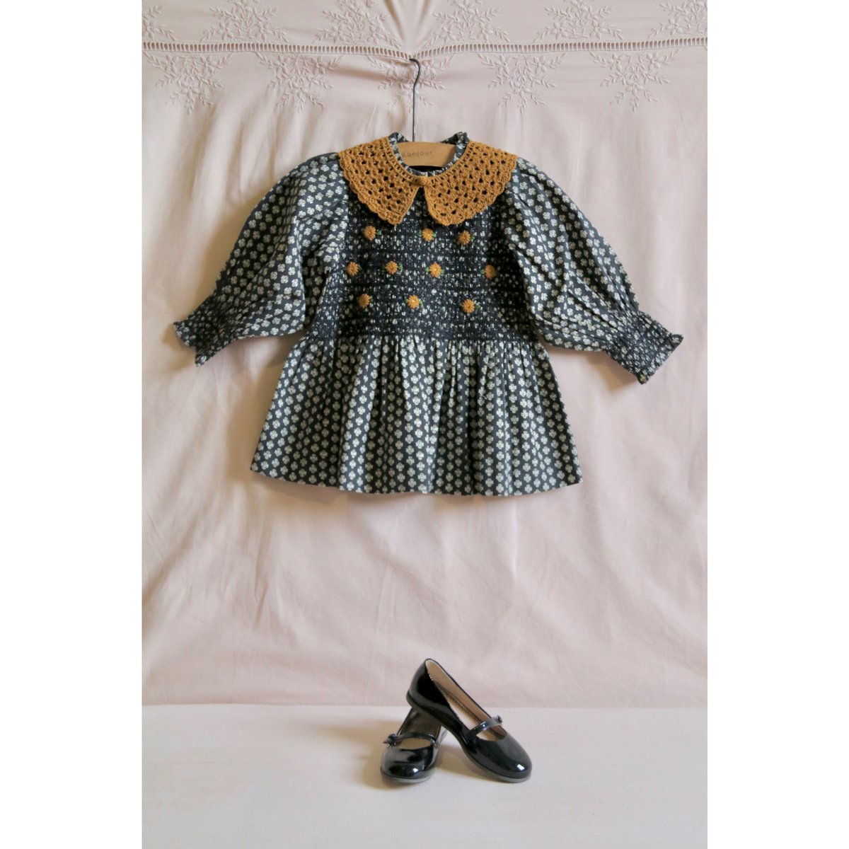 ワンピース Bonjour DENIM TUNIQUE handsmock 10y ワンピース Bonjour