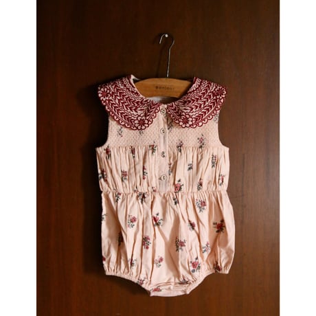 Bonjour  Romper with scarf Pink garden flowers print - cotton voile