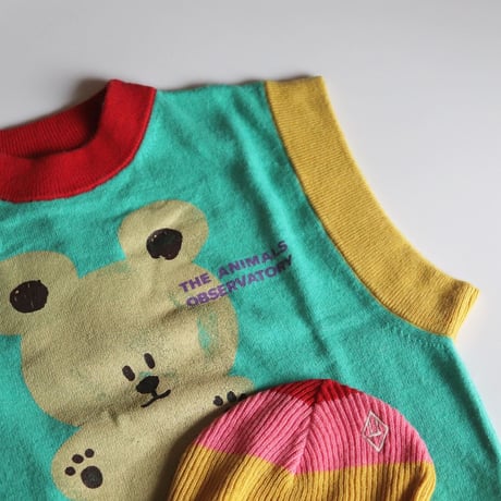 The Animals Observatory  Parrot Kids Vest Turquoise Bear