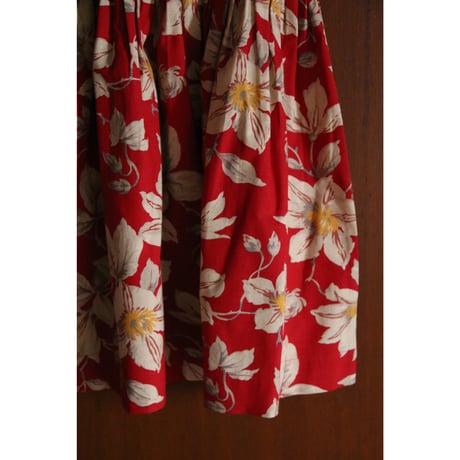 Bonjour  Skirt dress with triangle scarf Gaughin print Vanilla dyed light canvas