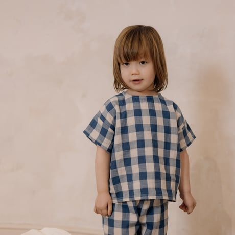 organic zoo   Pottery Blue Gingham Boxy T-shirt