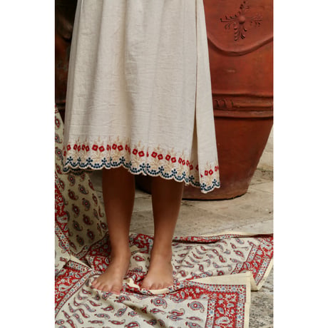 Bonjour  Skirt dress Natural cotton flex with multi color eyelet emb