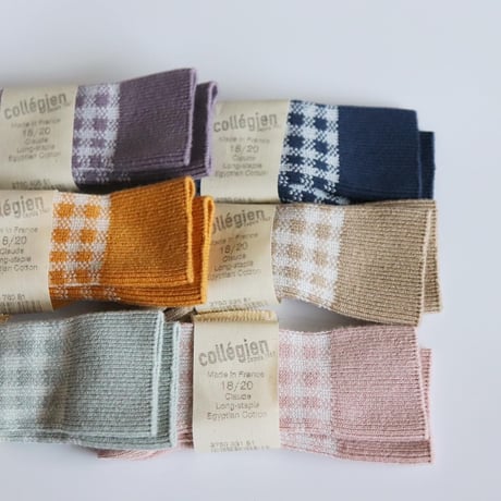 Collegien  Gingham Knee high Socks【Vieux Rose】