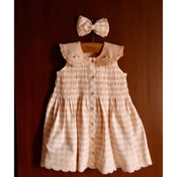 Bonjour  Emb. tunic + hair clip Pink Vichy with small design eyelete emb