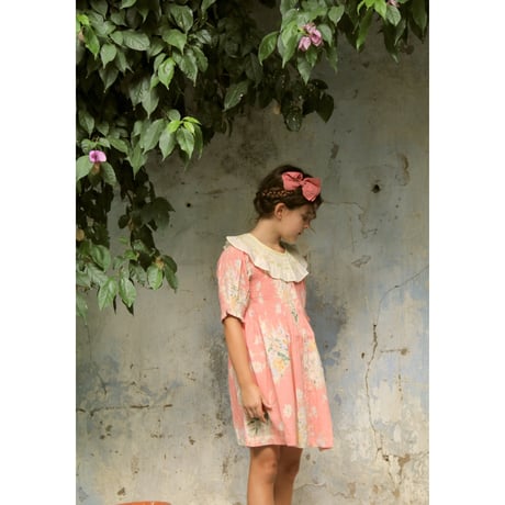 Bonjour  Tunique with emb collar&hair clip Marguerite print crepe