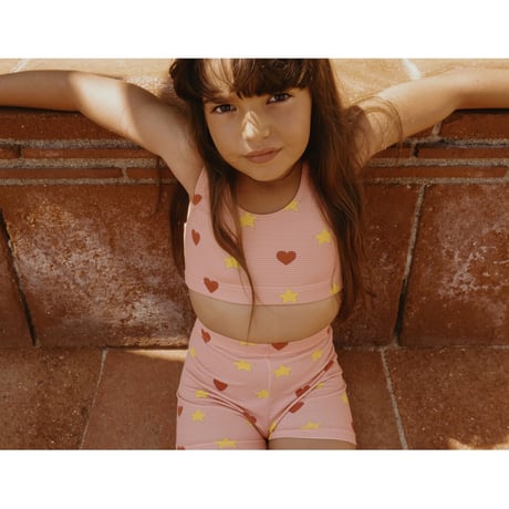 TINYCOTTONS heart stars swim set PAPAYA