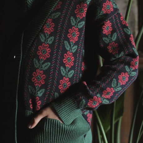 Bonjour  Red Flower Cardigan