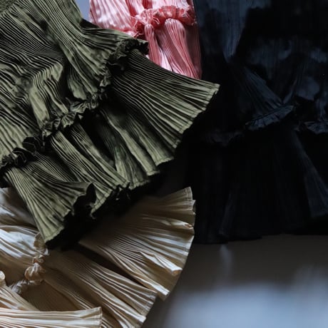 Bonjour  Dress pleated kaki taffetas