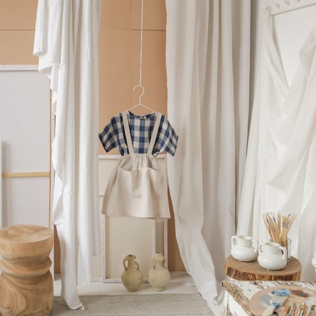 organic zoo   Pottery Blue Gingham Boxy T-shirt