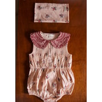 Bonjour  Romper with scarf Pink garden flowers print - cotton voile