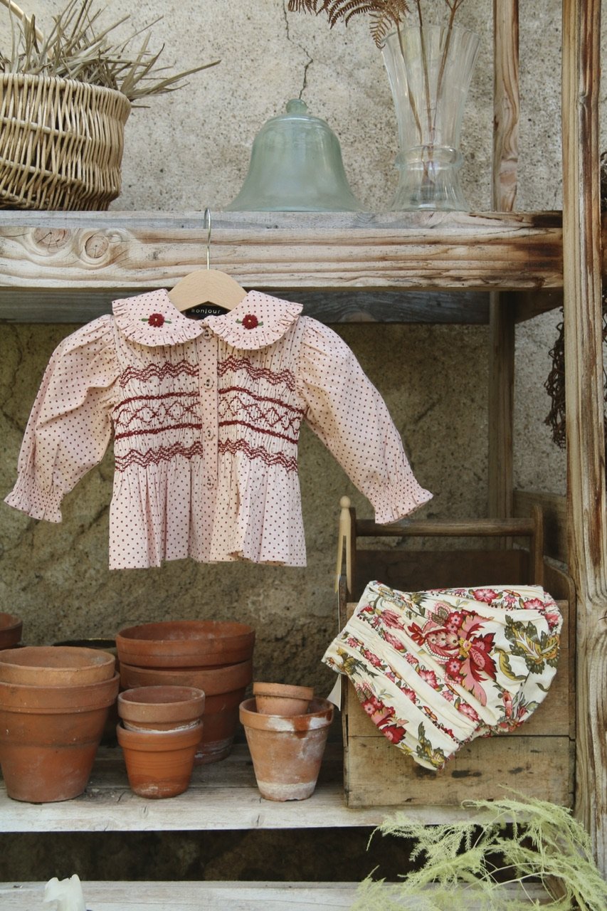 Bonjour Baby set with reversible bloomer pink