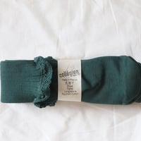 Collegien Lace Frill Ribbed Tights   〈Vert Foret〉