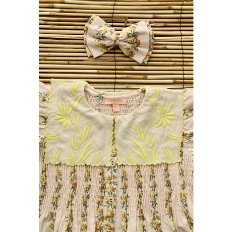 Bonjour  Tunique with emb collar&hair clip Farandole flowers print