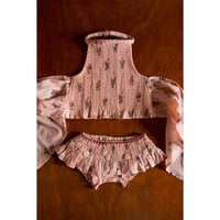 Bonjour  Swimsuit Pink garden flowers print - cotton voile