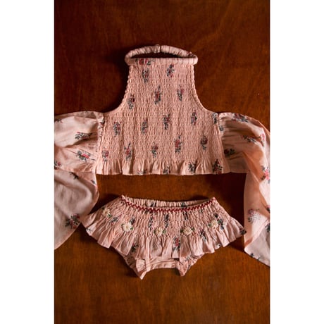 Bonjour  Swimsuit Pink garden flowers print - cotton voile