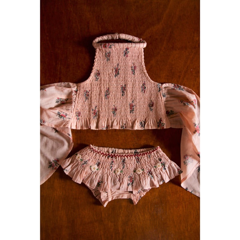 Bonjour Swimsuit Pink garden flowers print - c