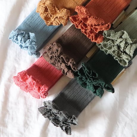 Collegien Lace Trim Knee High Socks 【Vert Foret】