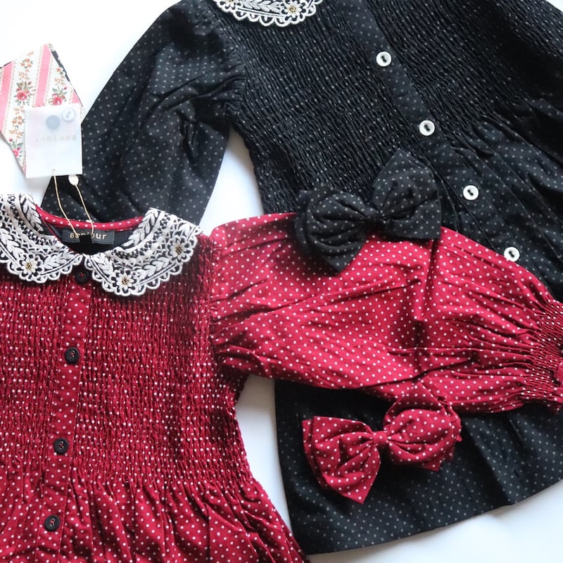 Bonjour Tunique with hair clip red wine dot pr